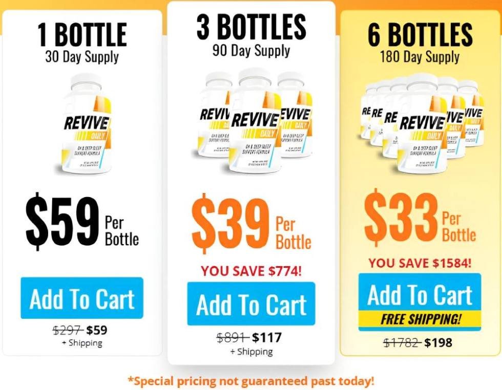 Special pricing section for Revive Daily featuring bundled product offers